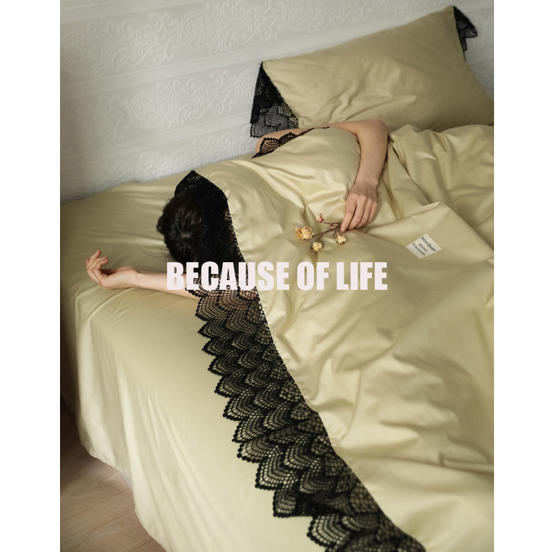 Swan Lake 100 full cotton four sets minimalist type pure cotton quilt cover sheet pillowcase 2 0 m bed products