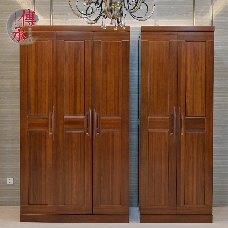 Gold silk sandalwood solid wood wardrobe all solid wood 2 doors 3 doors children's wardrobe bedroom wardrobe log PK walnut