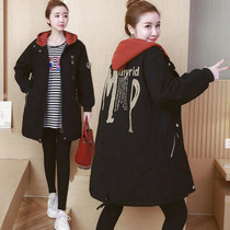 Fat plus size cotton jacket long winter New thick warm cotton coat hooded coat hooded 200kg thin tide