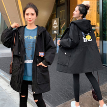 Fashion Big Code Cardiovert Sweatshirt Woman Minus age Fat younger sister 200 catty Waist Display Slim letters Long style Overalls jacket