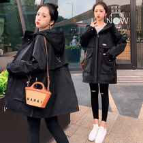 2021 Autumn loaded with long cashew sweatshirt with long sleeves fat mm200 Blouse Blouse Cardiovert Coat With Cap Lean Tide