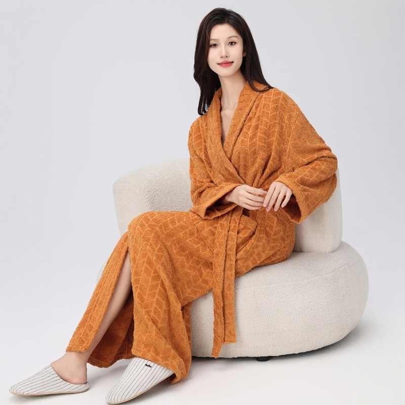 Bathrobe for Women, Pure Cotton Towel Material, Absorbent and Quick-Drying, 2025 New Style Bathrobe, All-Cotton, Thickened and Lengthened, Men's Nightgown