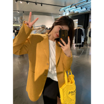 Axi Ge vcruan ginger woven suit female 2021 Joker long sleeve loose top