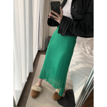 Ashigo vcruan asymmetric lightweight knitted yarn skirt skirt womens summer and autumn thin high waist elastic skirt