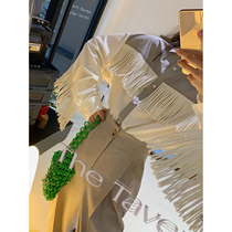 Ashigo vcruan tassel long sleeve lapel shirt women early autumn 2021 New loose stitching shirt