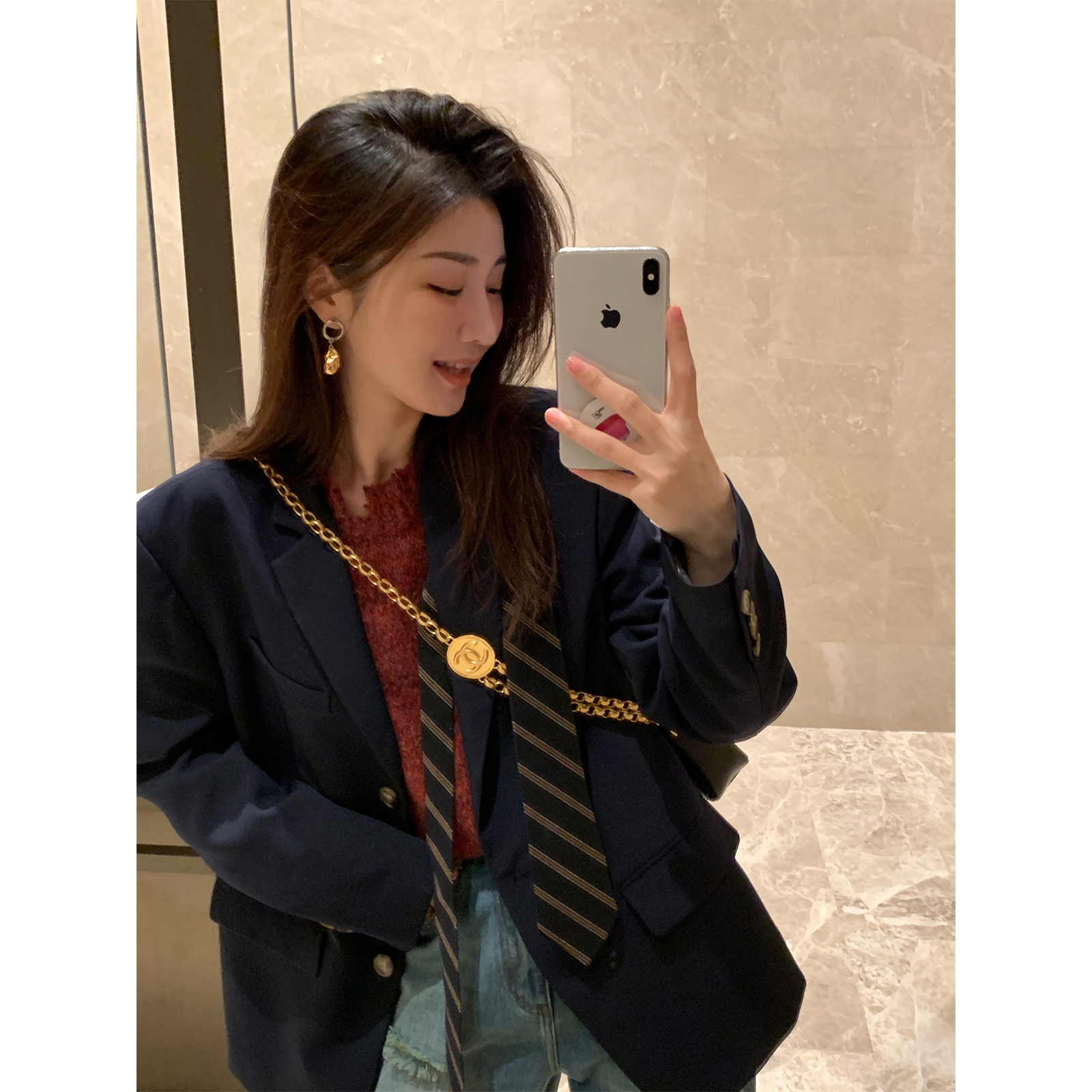 Ashigo vcruan Miss tie shirt suit women early spring new fashionable casual suit jacket