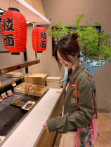 Ashigo vcruan vintage sense embroidery badge military jacket women spring and autumn 2021 New Coat