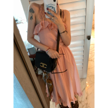 vcruan Ashikothic estate Jacquard Small Powder One-piece Dress Woman 2022 Summer New Cashew long dress