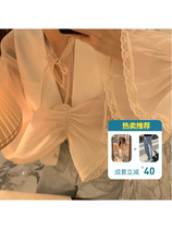 Ashigo vcruan Versailles perspective lantern sleeve shirt Women summer 2021 New Joker slim top