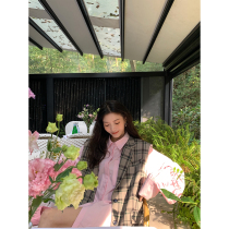 (5 fold return) structural shoulder pad retro plaid vest female autumn and winter New Korean casual vest coat