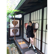 Ashigo vcruan chaebol set female 2021 new autumn fashion round neck jacket skirt two-piece set