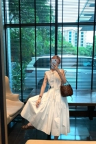 vcruan Asiago Melbourne City Back to Gallery White Umbrella dress Women 2022 Summer new collection waist half-body dress