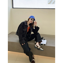 Ashigo vcruan line suit is surprisingly good black jacket pants two-piece autumn new fashion