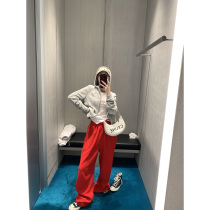 Ashigovcruan rocking grain suede sports pants woman autumn winter new 2021 years high waist loose casual long pants