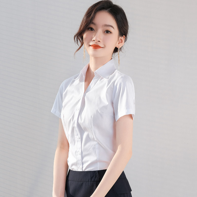 Summer New Style V-Neck Shirt for Women, Summer Hotel Front Desk Interview Shirt, Jewelry Store Shirt, Front Desk Interview Workwear, Work Uniform
