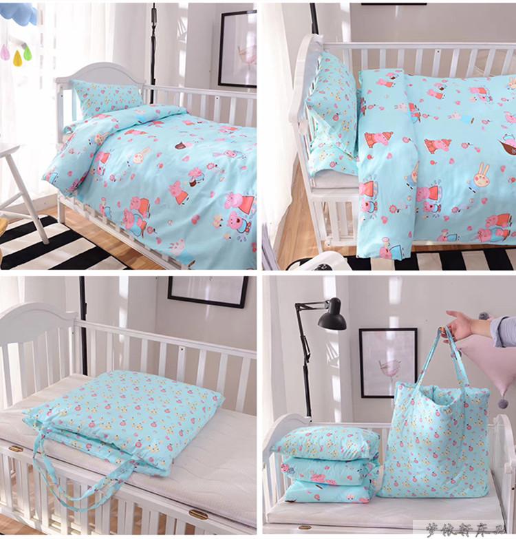 Bông mẫu giáo chăn ba mảnh mùa thu và mùa đông trẻ em nap cotton là bé bộ đồ giường bé sáu mảnh thiết lập với lõi