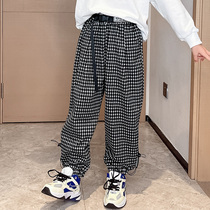 Girls pants autumn 2021 New Fashion Grid pants casual children loose foreign style in the big children spring and autumn pants