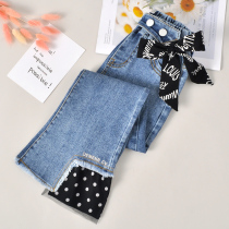 Girls Spring and Autumn Jeans 2021 New Children Korean Trousers