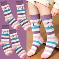 【4 пары высоко продаваемых полосатых носков милый кролик】 чистый хлопок без костей