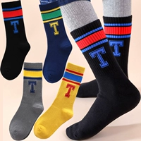 【4 пары T-стиль 1 черный 1 темно-синий 1 серой 1 желтые чулки