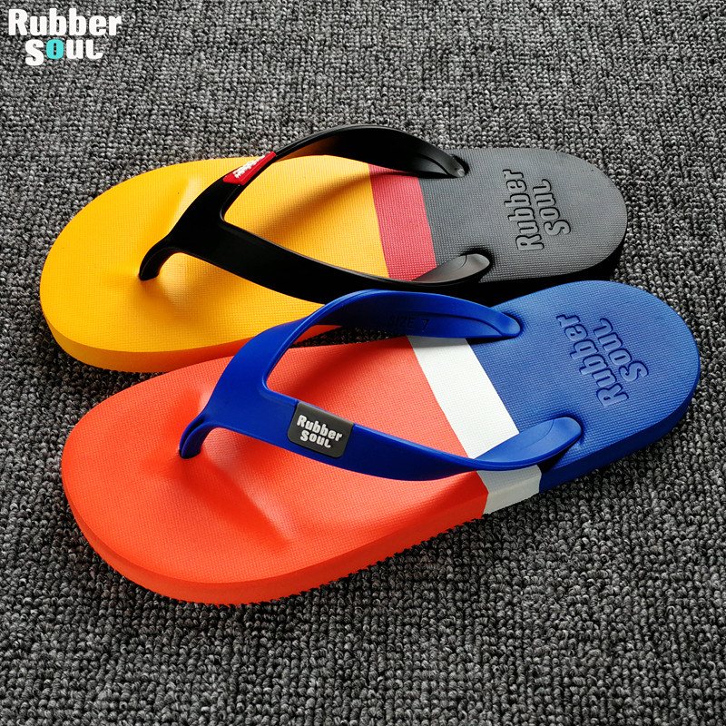 RUBBERSOUL Thailand natural latex soft bottom ultra light comfortable color matching Flip-flops shoes Net Red couple sandals
