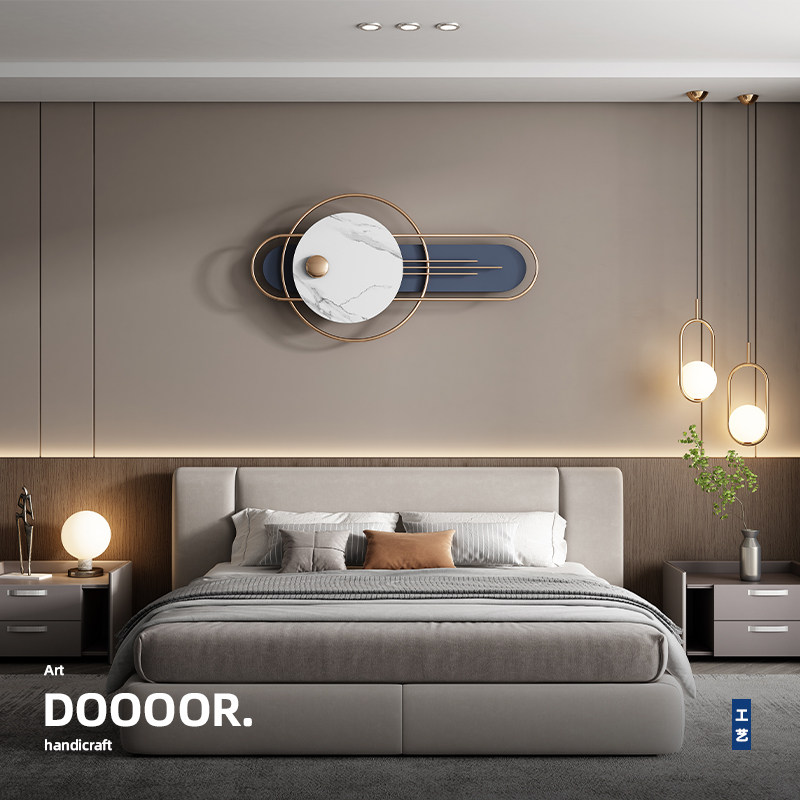 Modern minimalist living room wall decoration background wall wrought iron wall decoration metal creative porch round pendant bedroom decoration