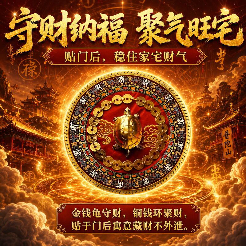 [Master's Blessing] Wealth-Attracting and Fortune-Bringing Door Sticker Ornament, Wealth-Promoting Ornament, Golden Turtle Sticker