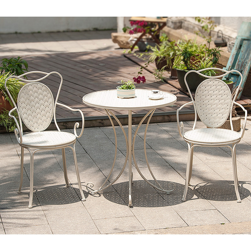 Balcony wrought iron table and chair kit courtyard furniture table and chair color table and chair three-piece set cafe table and chair leisure table and chair