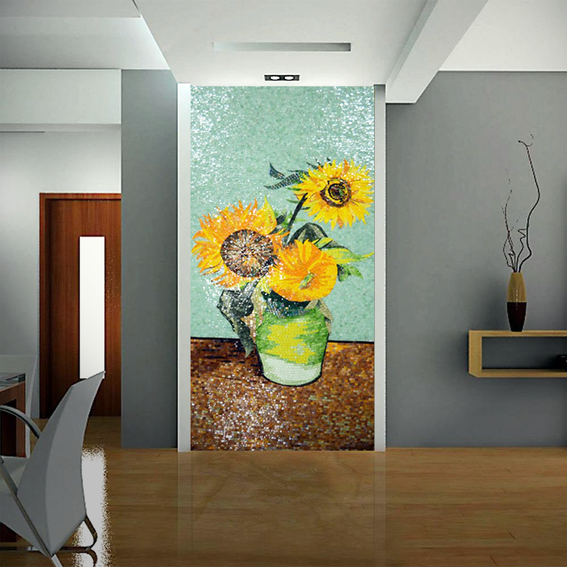 Eye mosaic TV background wall clip art custom abstract painting sunflower European style porch puzzle mosaic tile