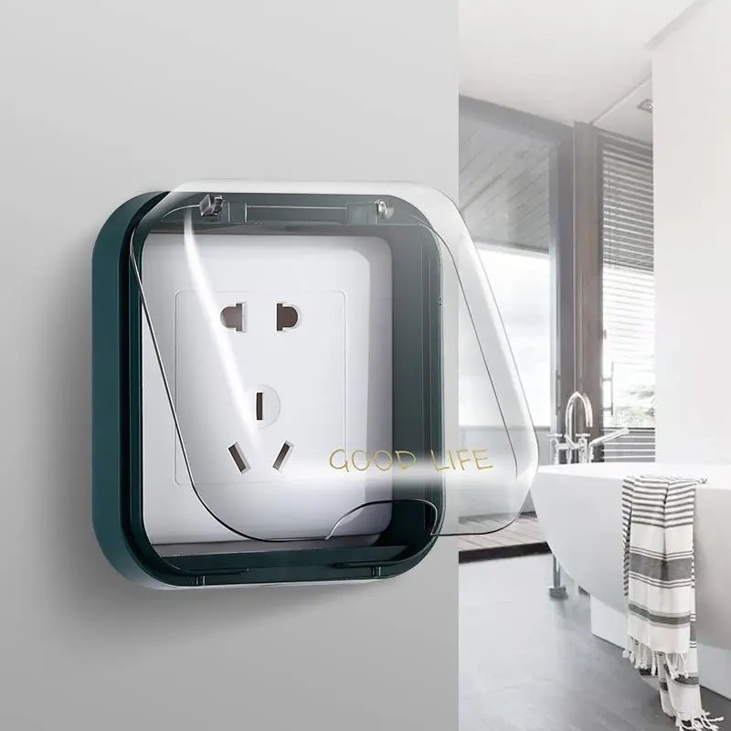 Household Punch-Free Bathroom Socket Waterproof Cover Kitchen Bathroom Switch Socket Splash-Proof and Anti-Electric Shock Protection Hp
