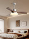 Used Fan Lamp with Variable Frequency and Silent Operation, French-Style Living Room and Dining Room Integrated Fan Lamp, Vintage Walnut Color Dining Table Lighting