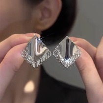 Outlet discount store removed 18K gold new trendy geometric earrings S925 silver needle rhombus outlet accessories