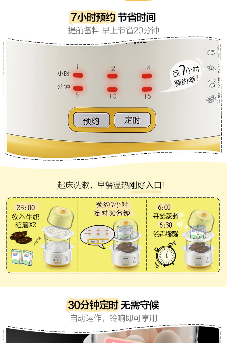 xửng hấp xôi Nồi trứng điện tự động tắt đôi hấp trứng hẹn giờ về nhà nhỏ trứng nhỏ breakfast Máy ăn sáng nhân tạo - Nồi trứng nồi hấp xôi