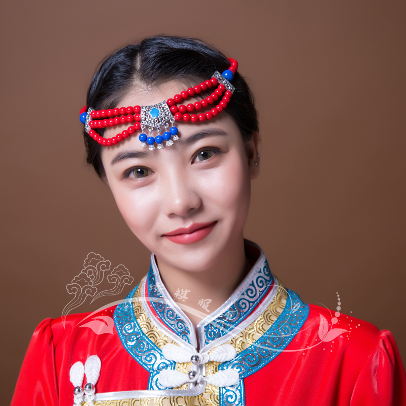 Mongolian costume accessories Ladies performed wearing beaded headdresses special headdresses for mongolian robes National Dance Headdresses