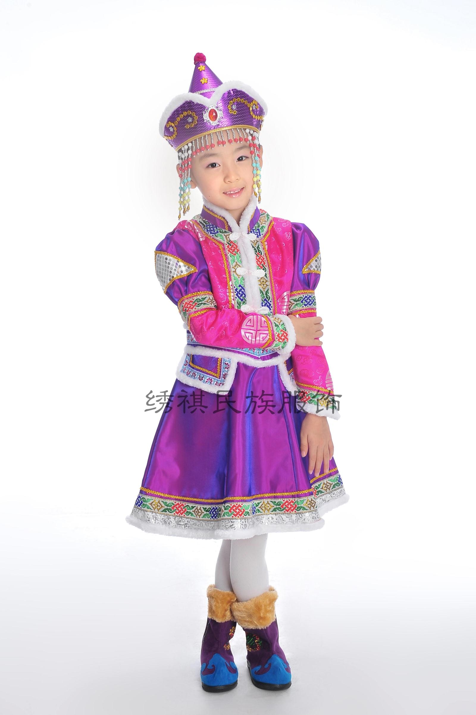 Winter Children Mongolian Robe Girls Cotton Mongolian Clothing Life Wear Girls Performance Costumes Dance Costumes Hot Sale