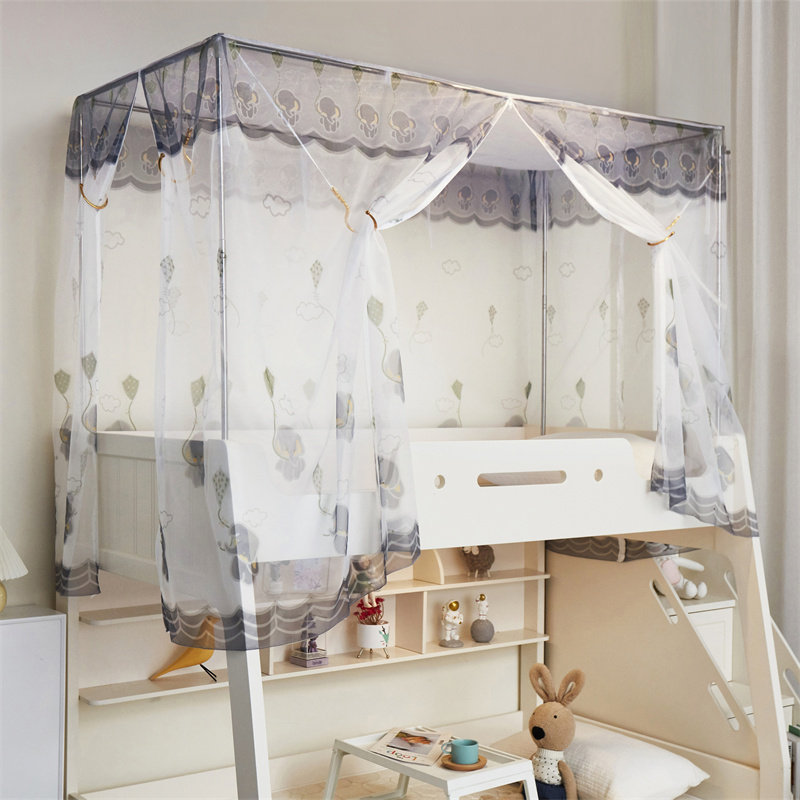 2022 new mosquito net senior student dormitory upper bunk special zipper three-door mother-in-law bed lower bunk side-opening door