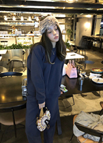 THEHANDLE supermodel boarding set autumn winter plus velvet suit women loose top casual pants two-piece set