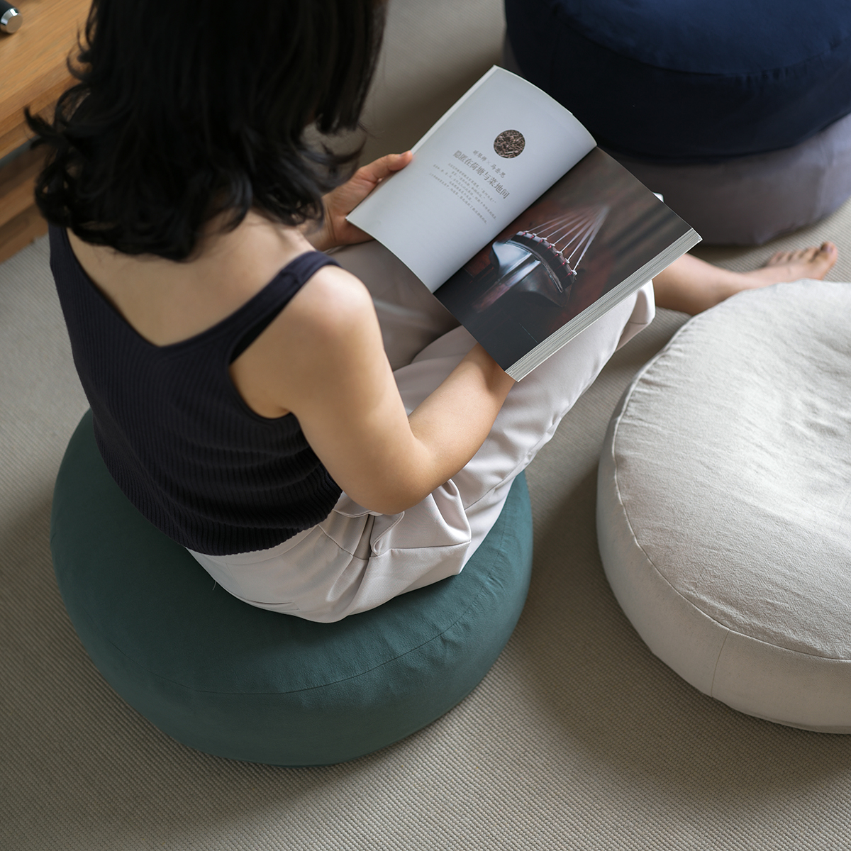 Japanese style lazy cushion futon cushion tatami floor thick porcelain bay window cushion home round padding cushion