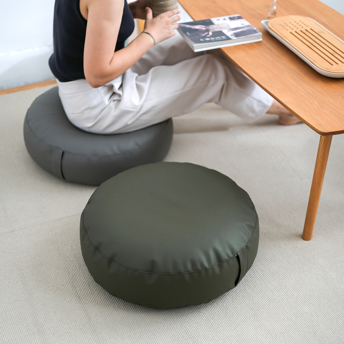 Ptych cushion ground floor tatami floating window cushion leather Japanese style light lavish home bedroom balcony Ground cushion short sitting pier