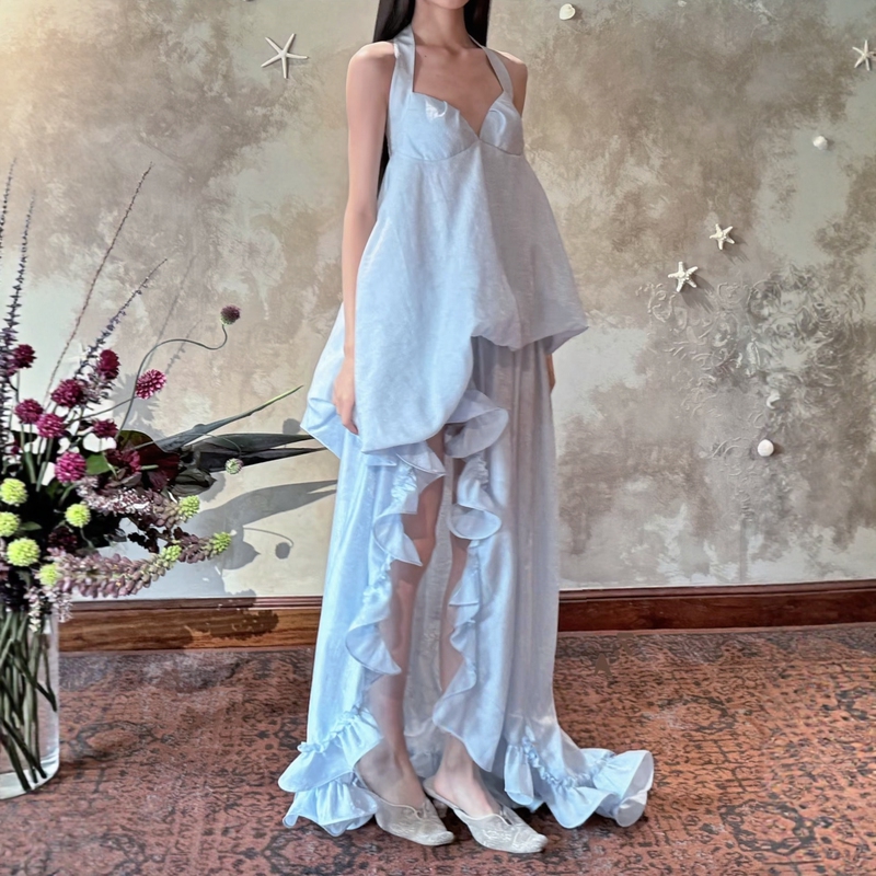 Evan【Exact Replica】 ● Exclusive High-End Design】Designed Holiday-Style Ruffled Top with Irregular Fairy Train Skirt Evan【Exact Replica】 ● Exclusive High-End Design】Designed Holiday-Style Ruffled Top with Irregular Fairy Train Skirt