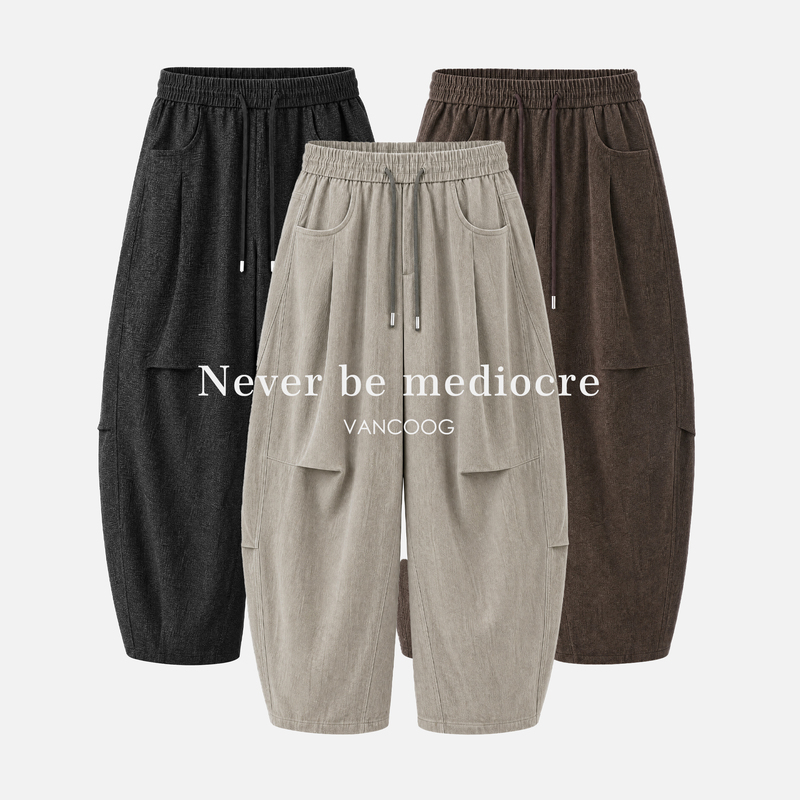 Men's Autumn Trendy Straight Loose Fit Textured Wide-Leg Casual Pants with a Vintage Old Money Vibe