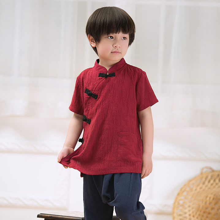 Boy Trung Quốc gió bé Tang chiếc váy mùa hè trẻ em 1-3 tuổi ăn mặc cổ điển trẻ em Trung Quốc bông Mahan ăn mặc mùa hè cổ đại.