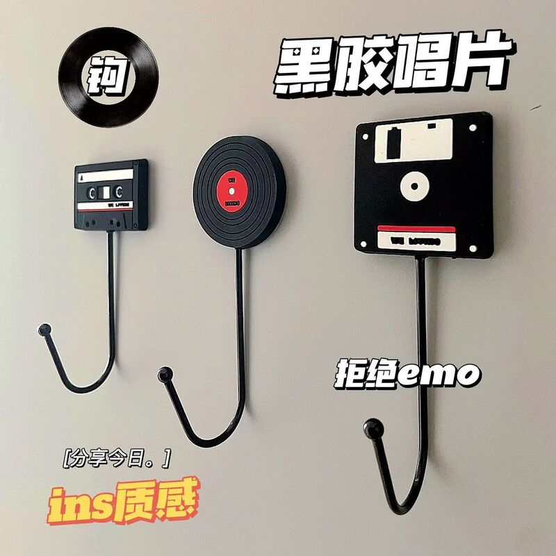 Vinyl Record Tape Disk Sticky Hook Retro Hook Fashion Hook Beautiful Nostalgic Art Wall Hanging Cute Pendant