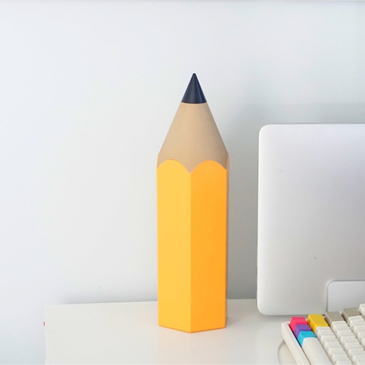 ins wind cute yellow pencil styling pen holder makeup brush box household with lid dust-proof stationery storage tube