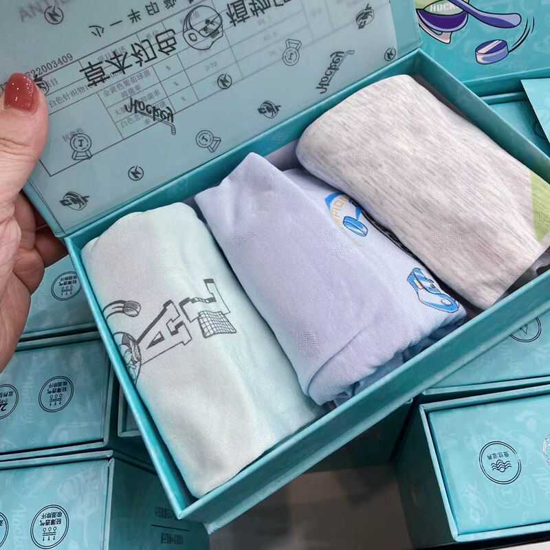 Silk Blend Ocean Blue Series 3-Pack Boys' Quick-Drying Seamless Boxer Briefs for Middle and High School Students