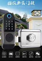  Old-fashioned iron door fingerprint password lock electronic control rental room stainless steel remote unlock credit card iron door minotaur lock