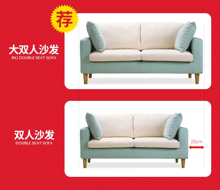 sofa vải Căn hộ cao cấp căn hộ nhỏ ban công ba phòng ngủ đôi hai Scandinavian hiện đại thuê tối giản nhỏ sofa - Ghế sô pha