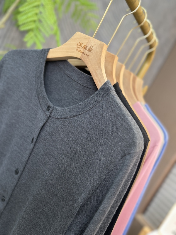 Machine Washable ~ 100% Worsted Wool Round Neck 7-Button Wool Cardigan 80185125199
