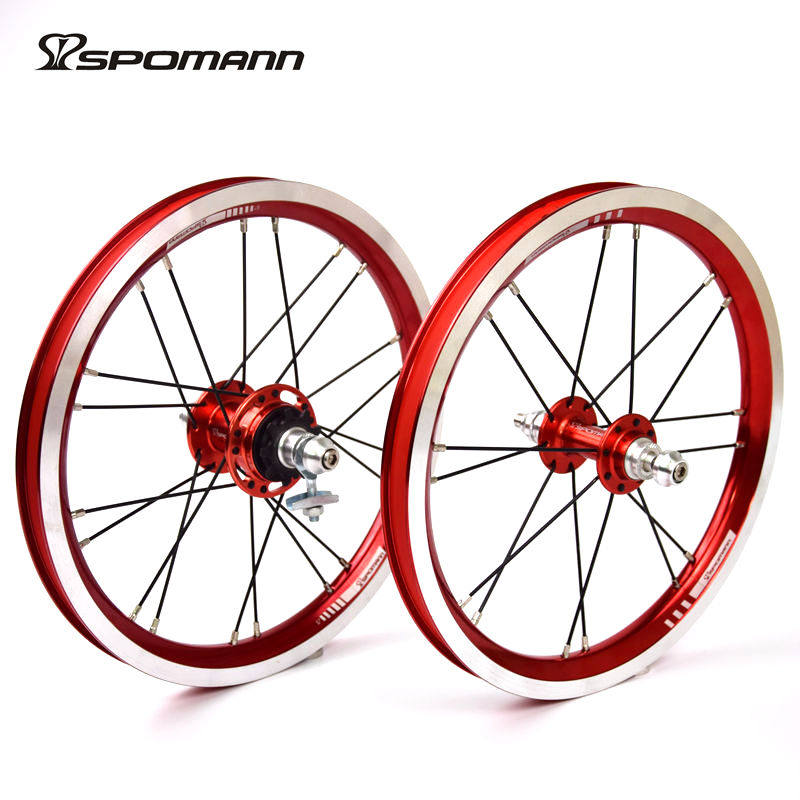 14 inch front two rear four bearing folding bicycle V brake 9T steel tooth single speed wheel set BMX wheel set