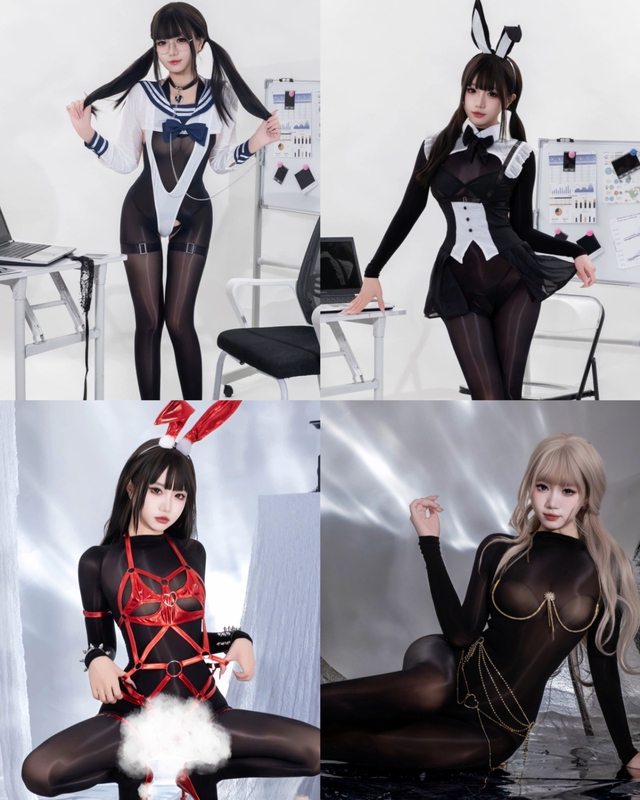 Charming: 912 Oil-Gloss Open-Crotch See-Through Bodysuit Cos Outfit, Shiny Pure Lust Style Seductive Bodysuit Collection